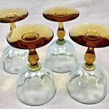 4 old two-tone George Sand wine glasses
