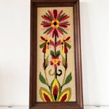Large wool flower tapestry canvas 1970