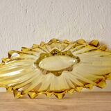 Corbeille vintage en verre moulé et teint en jaune