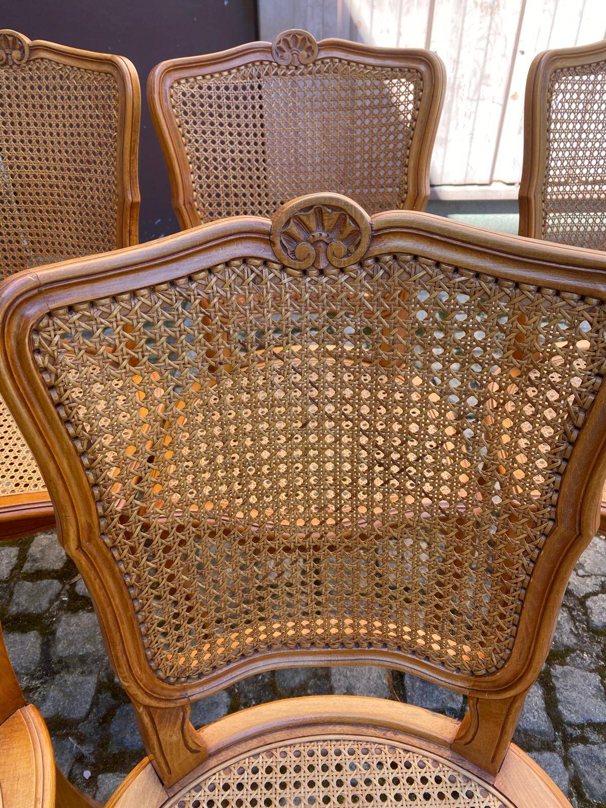 6 Louis XV style caned chairs in solid wood