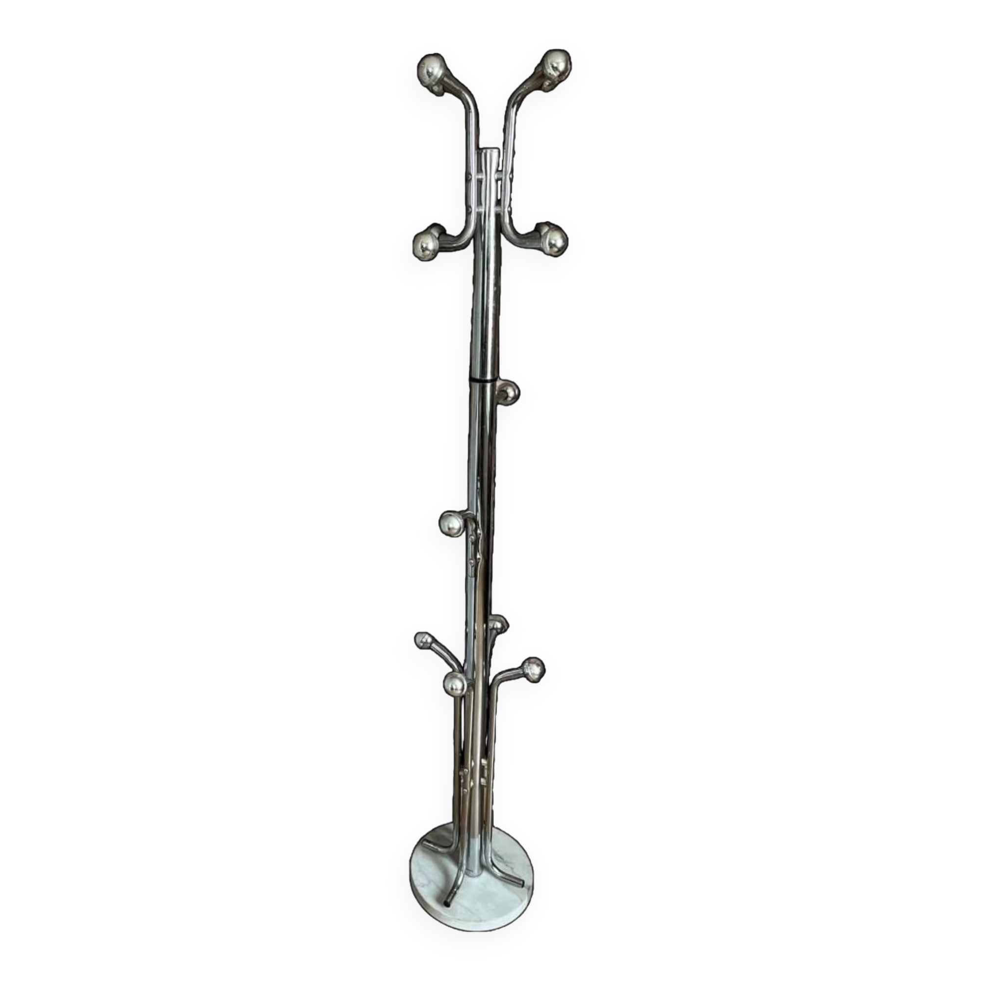 Portemanteau en métal chromé et marbre