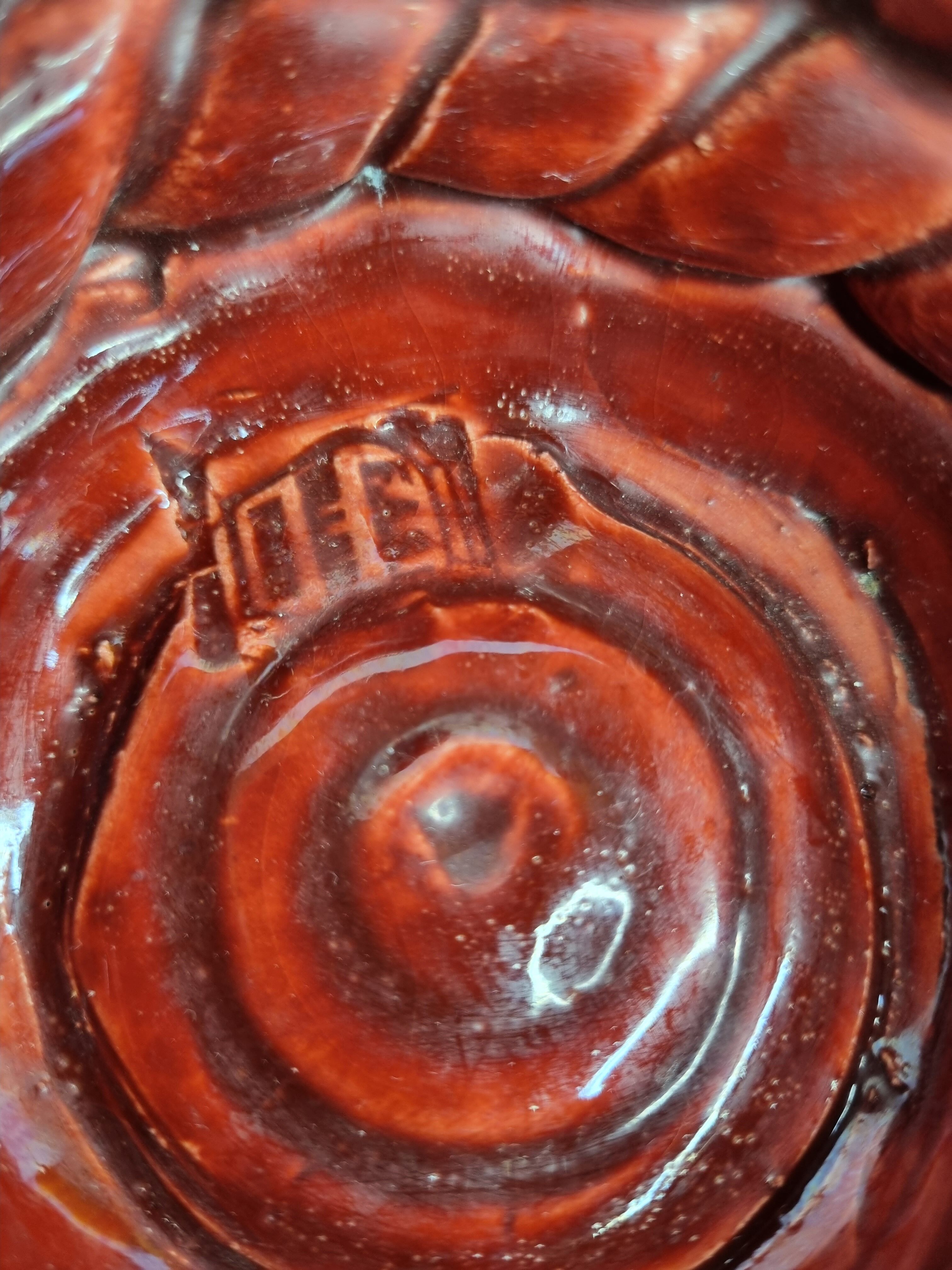 Braided glazed ceramic fruit cup, 33 cm