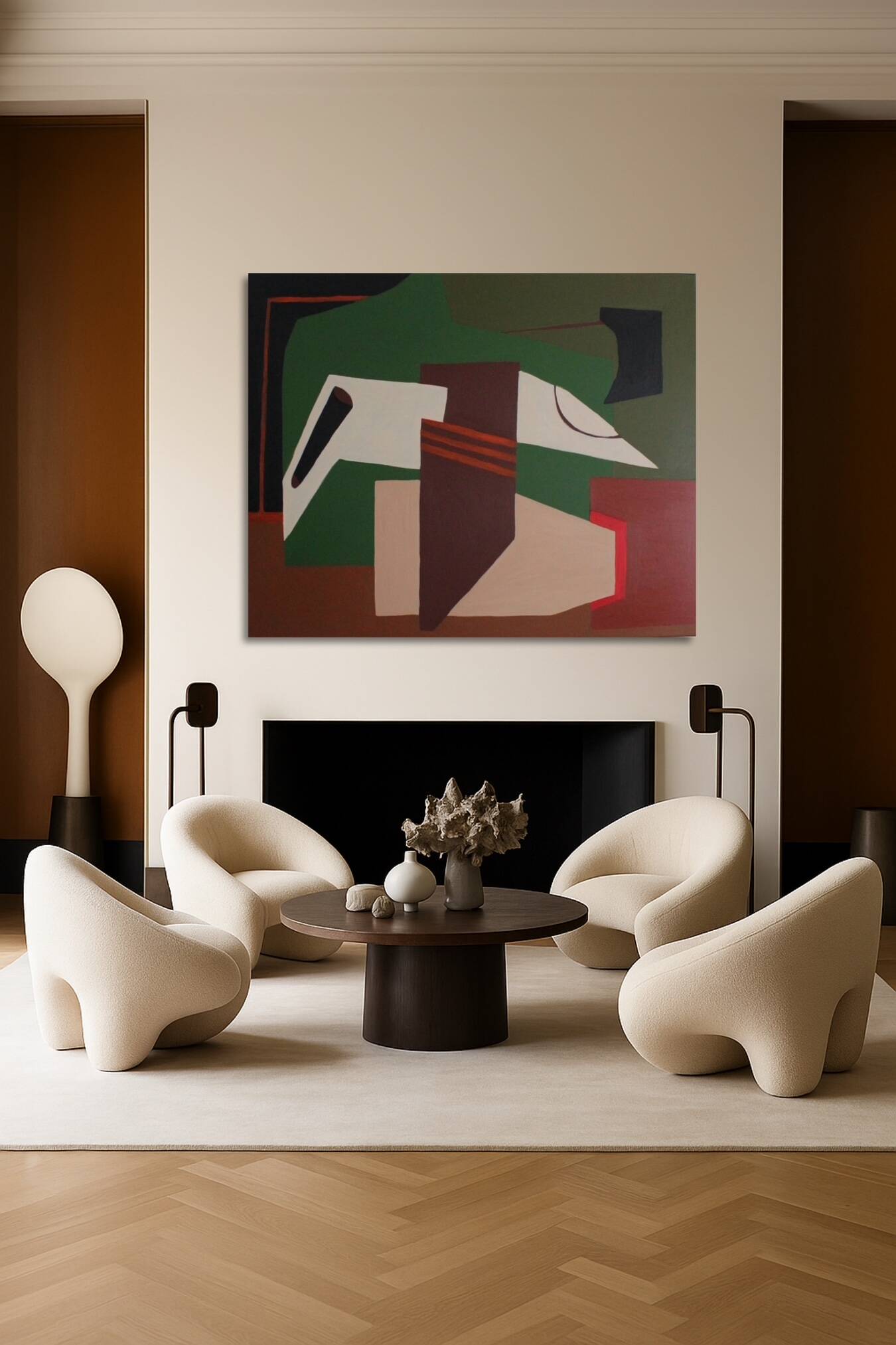 Abstract on geometric canvas 100x81cm by Bodasca