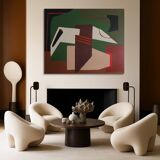 Abstract on geometric canvas 100x81cm by Bodasca