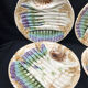 Set of 6 vintage Barbotine asparagus plates