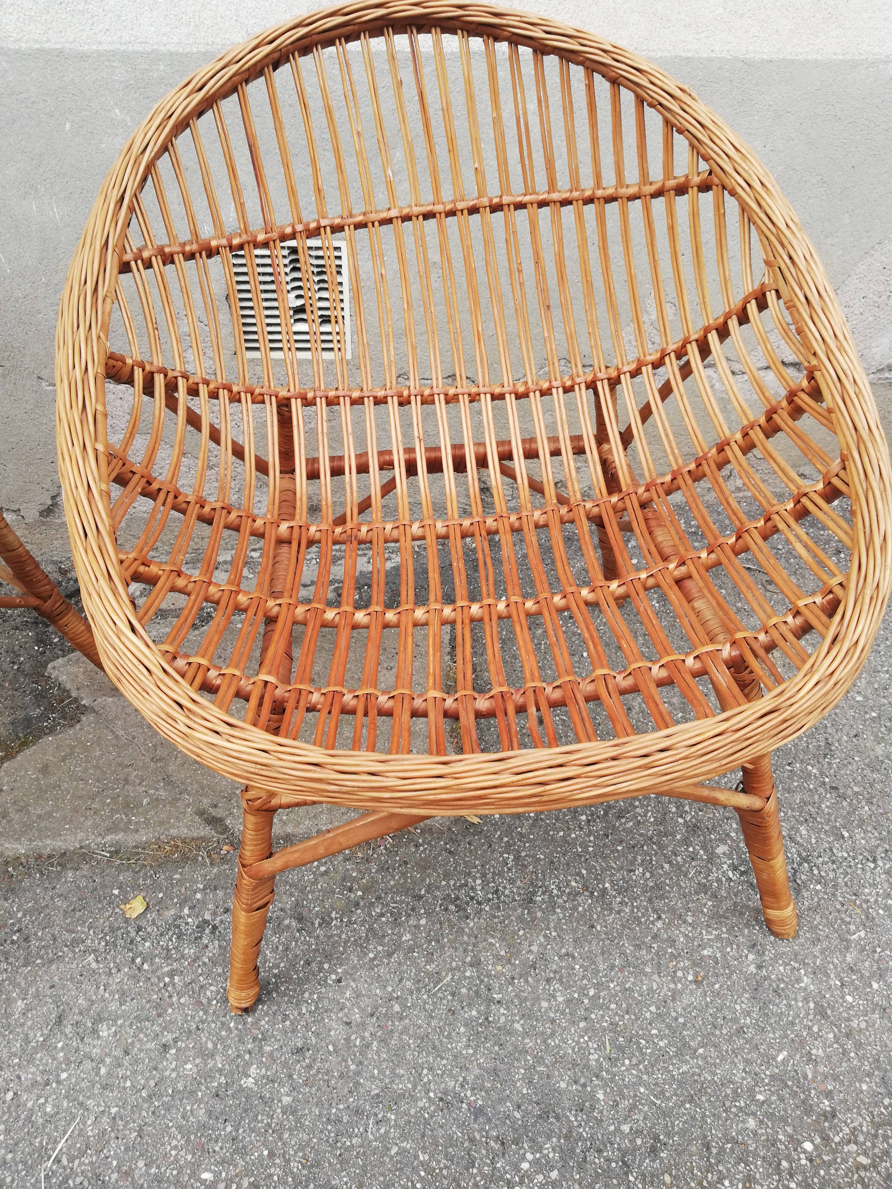 Paire de fauteuils vintage rotin