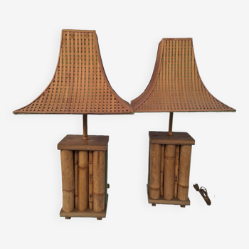 Pair of pagoda lamps