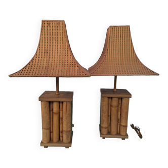 Pair of pagoda lamps