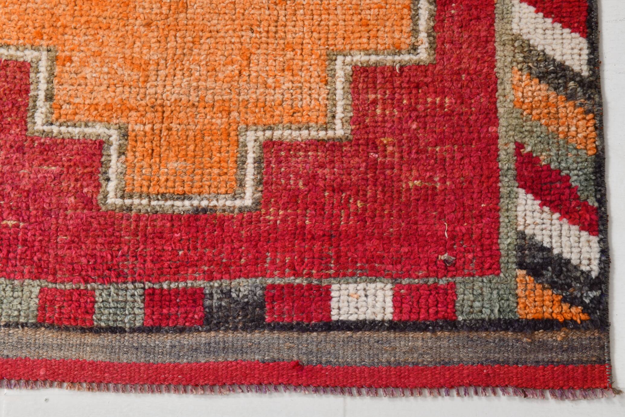 3x10 Orange & Red Turkish Vintage Runner Rug, 97x301Cm SK 22031