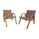 Pair of vintage wooden armchairs and harlequin fabric year 70