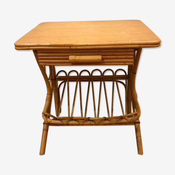 Rattan bedside table with drawer