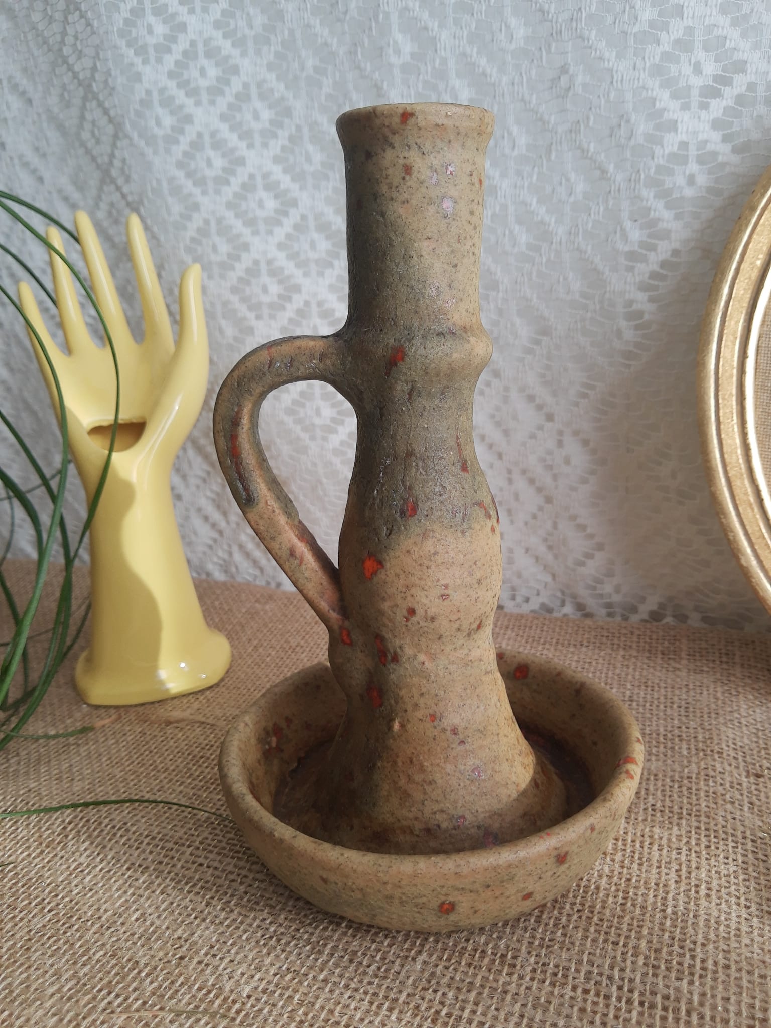 Candle holder terracotta cellar rat Orezza Campo Piano Corsica - Vintage