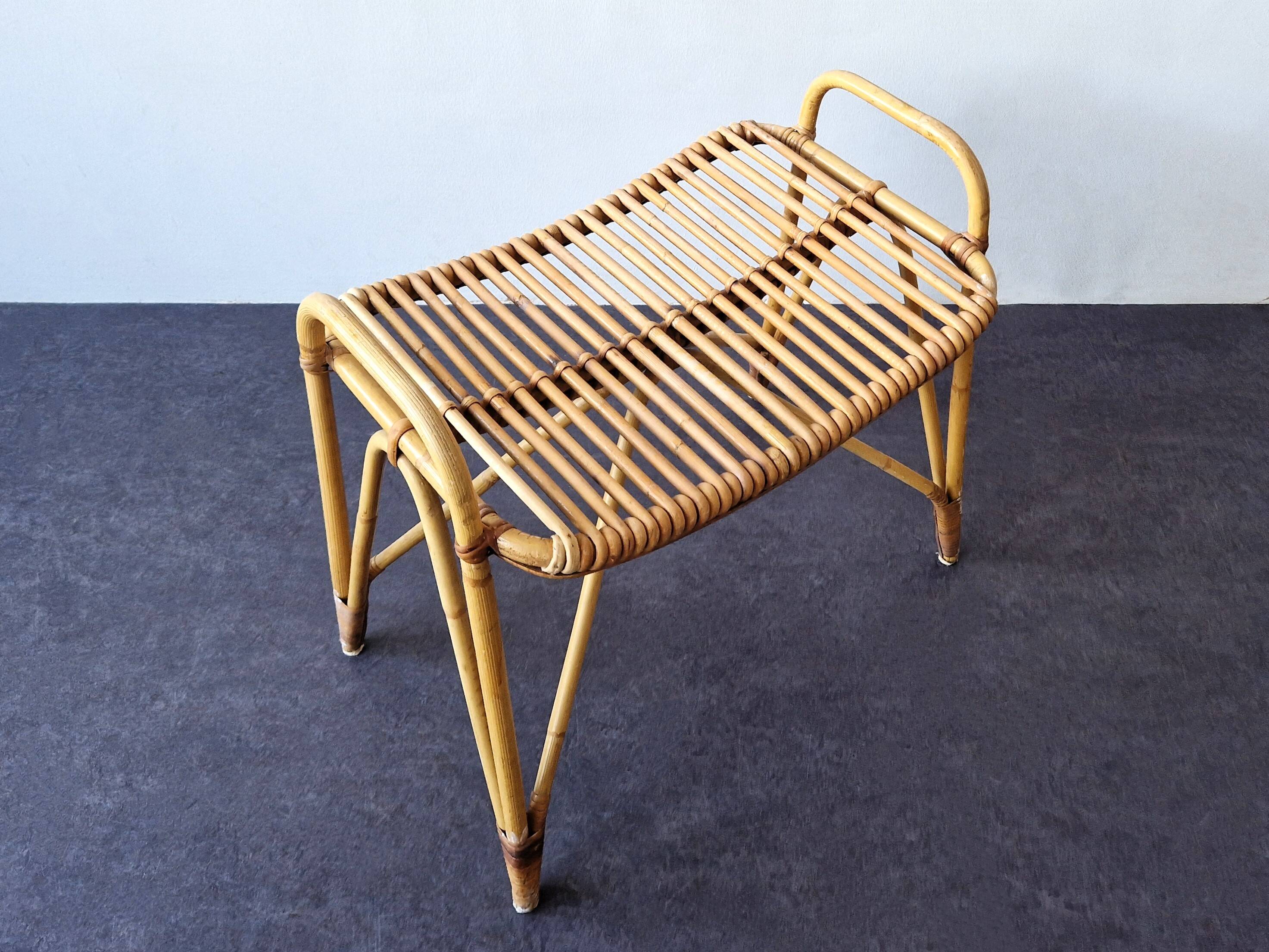Rattan footstool for Rohé Noordwolde, The Netherlands 1960's