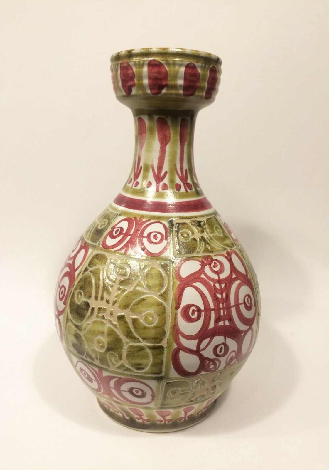 André Horellou Keraluc enamelled sandstone pitcher in modernist style