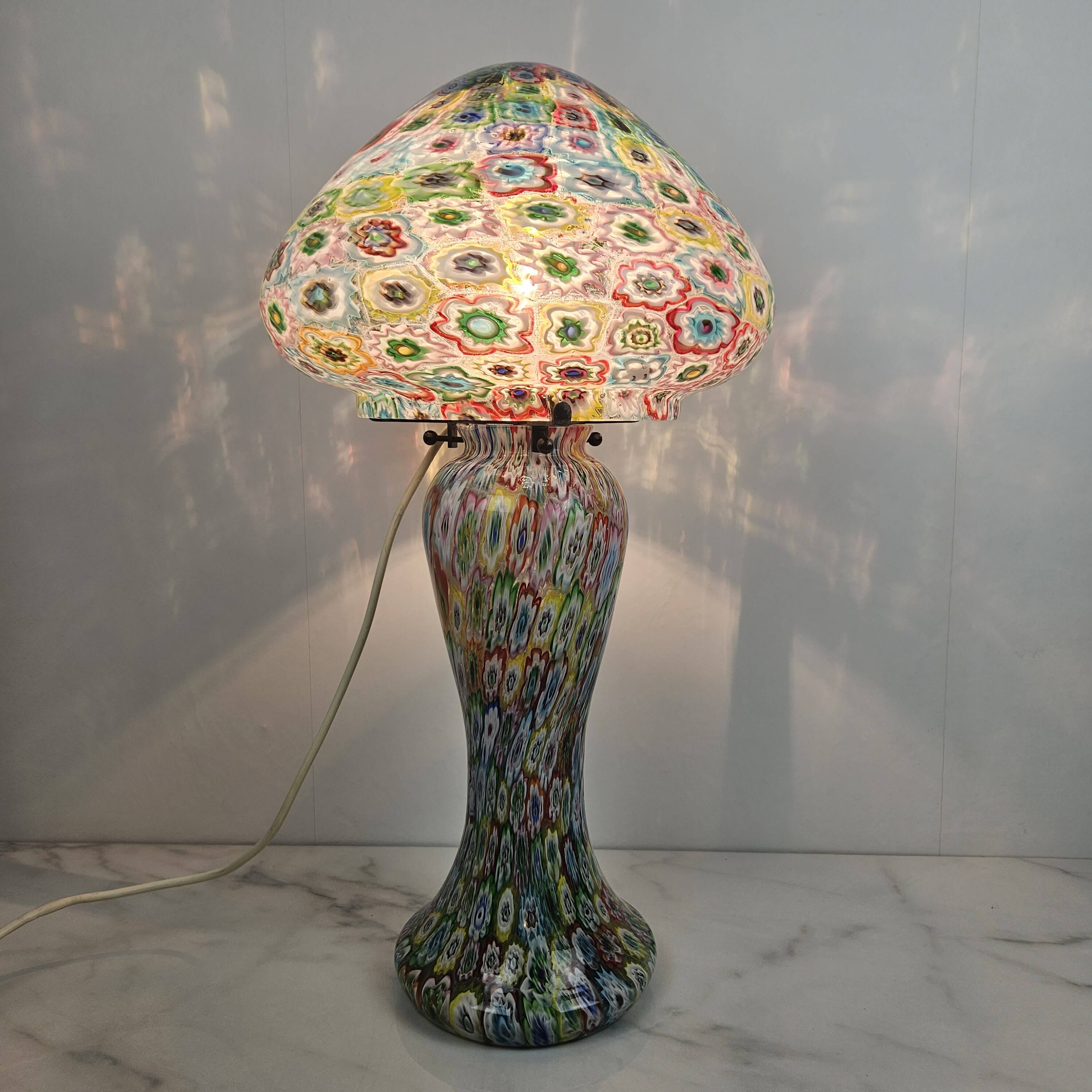 Fratelli Toso "Millefiore" Table Lamp in Murano Glass, Italy 1950's