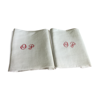 Lot de 2 serviettes monogramées