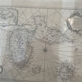 Vintage framed map of Guadeloupe