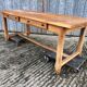 Vendée farmhouse table with cat bar and 2 drawers in solid cherry wood.