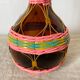 Vintage amber glass bottle scoubidou