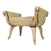 Banc à col de cygne sculpté à la main, France, années 1940