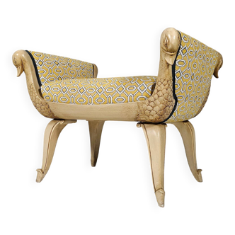 Swan neck bench, hand-carved, France, 1940s