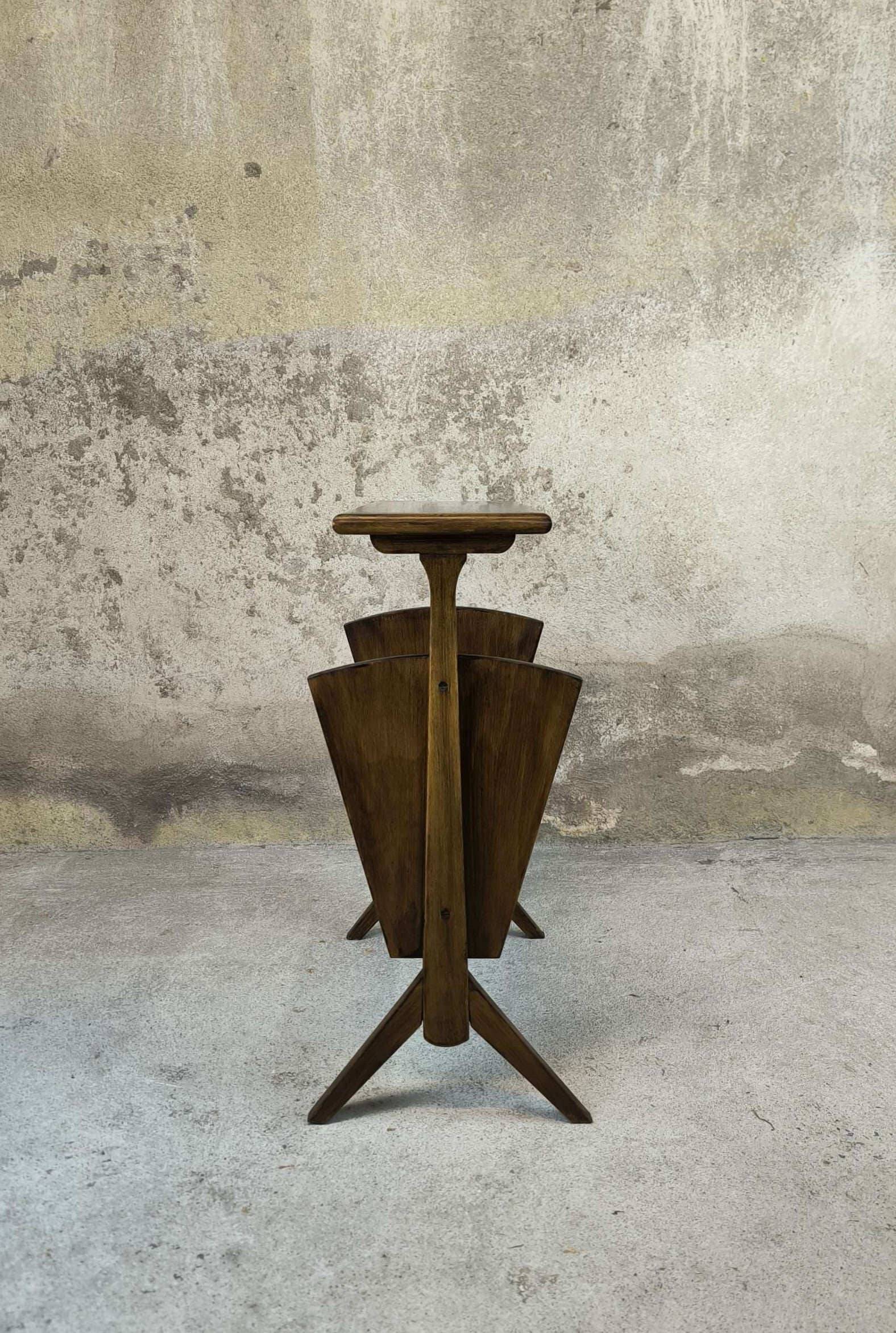 Wooden vintage magazine rack, shelf