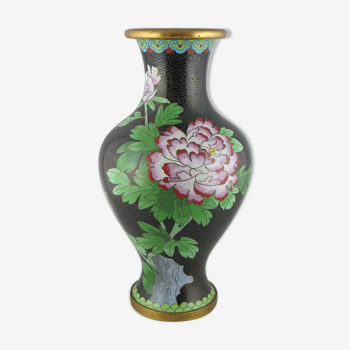 Chinese vase in partitioned enamel bronze