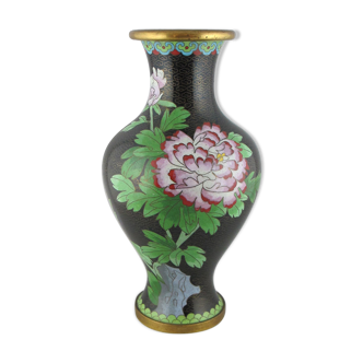Vase chinois en bronze émail cloisonné