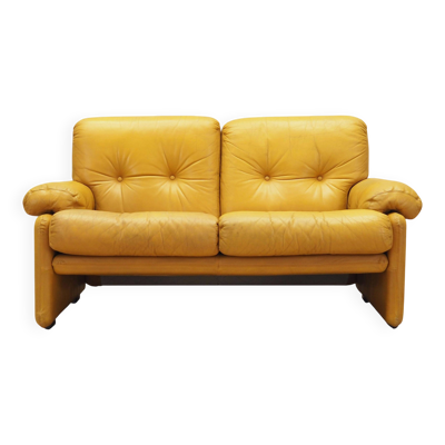 Canapé en cuir jaune, design italien, années 1960, fabricant : B&B Italia, design