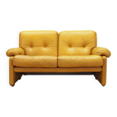 Canapé en cuir jaune, design italien, années 1960, fabricant : B&B Italia, design