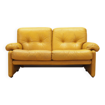 Canapé en cuir jaune, design italien, années 1960, fabricant : B&B Italia, design