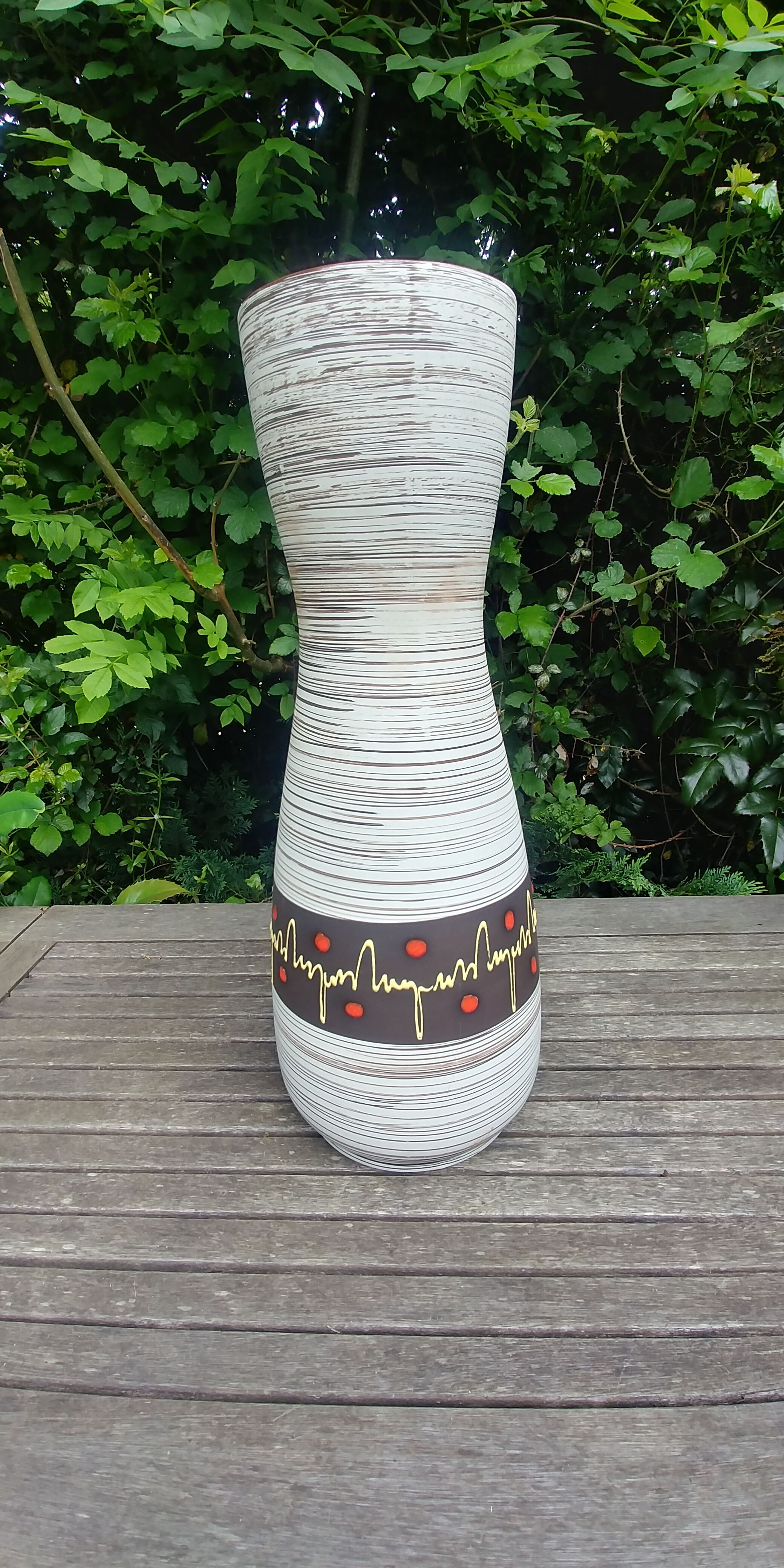 Very Large glazed ceramic vase Vintage W.Germany 60s soliflore shape