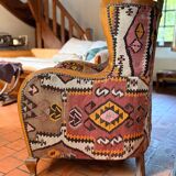 Pair of Roche Bobois armchairs — limited edition in oriental kilim