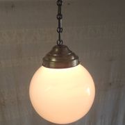 Suspension design Bauhaus globe opaline (diam: 20 cm) - mid 20th century
