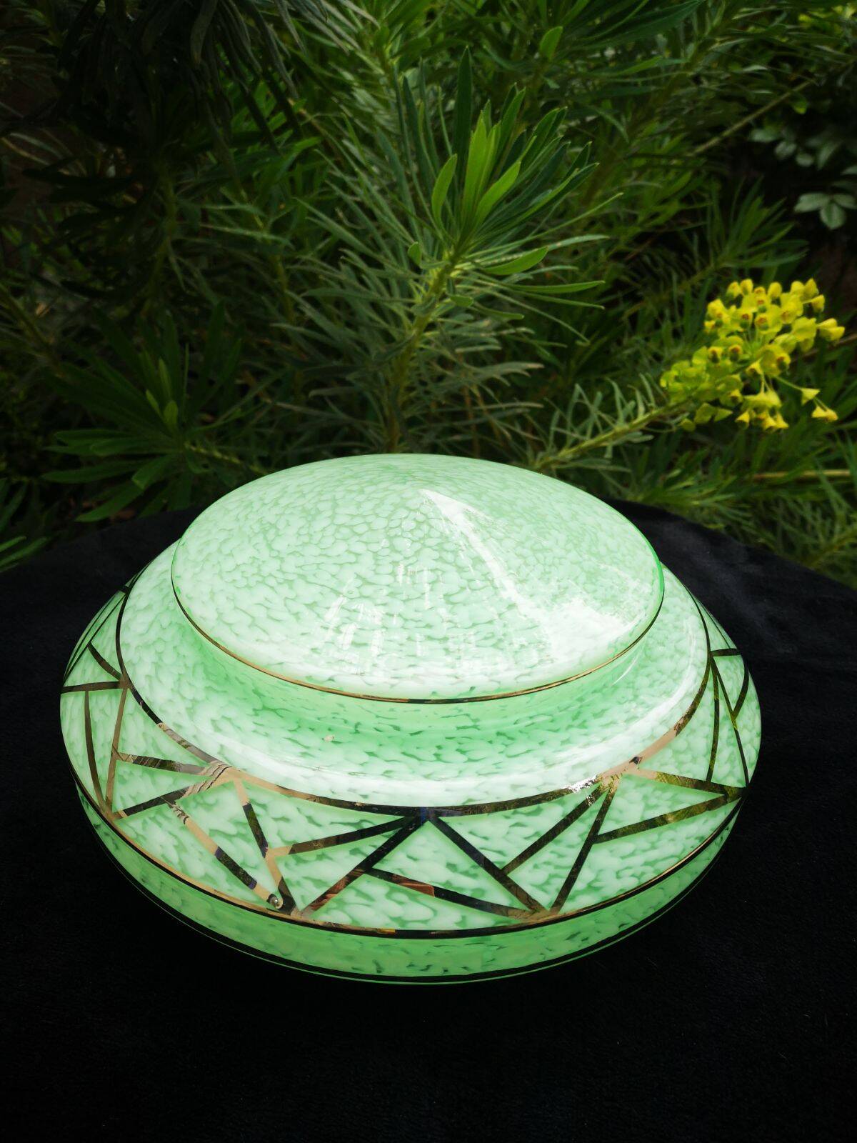 Green Clichy Glass Ceiling Chandelier in Ouraline