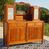 Vintage oak sideboard with sentry boxes and mirror