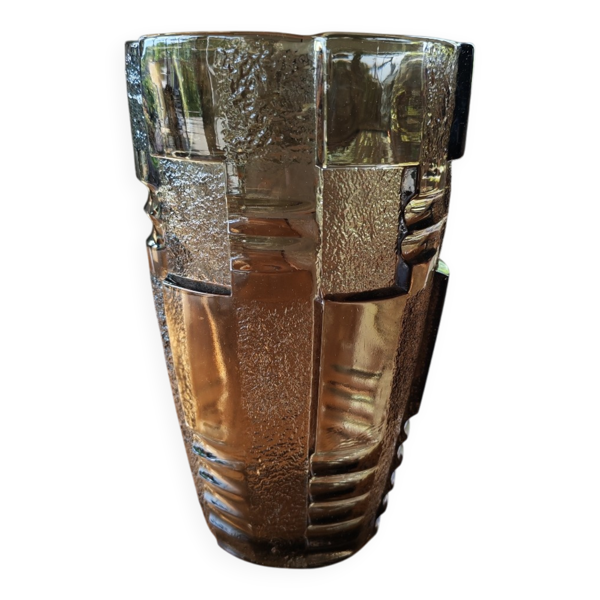 Art Deco vase in brown glass