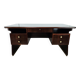 Art Deco executive desk in exotic wood, glass, and brass.
