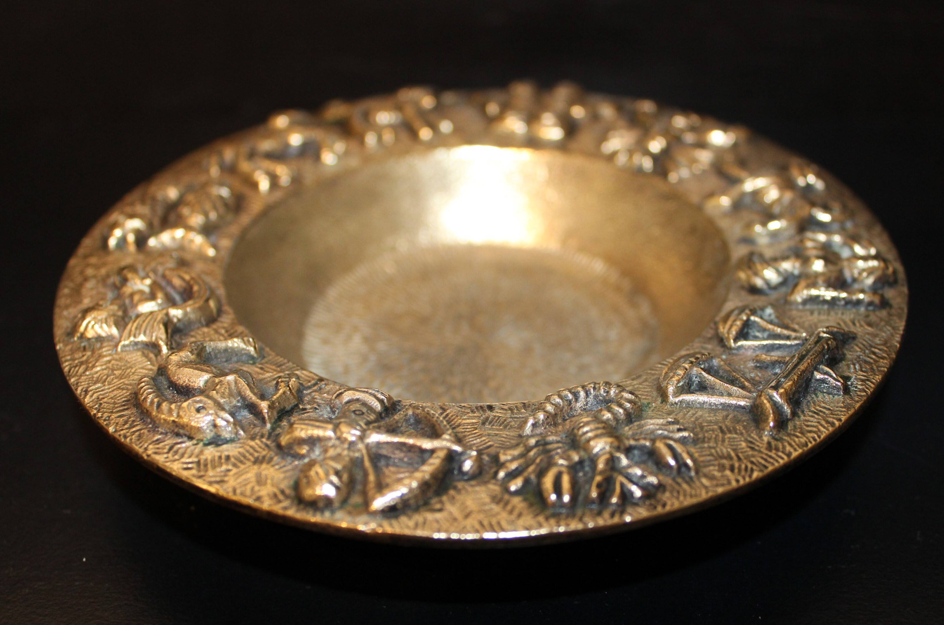 Bronze zodiac ashtray and pocket tray