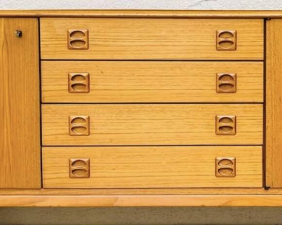 Vintage Scandinavian sideboard in blond teak