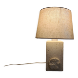 French sculpture lamp in white stone, 60s