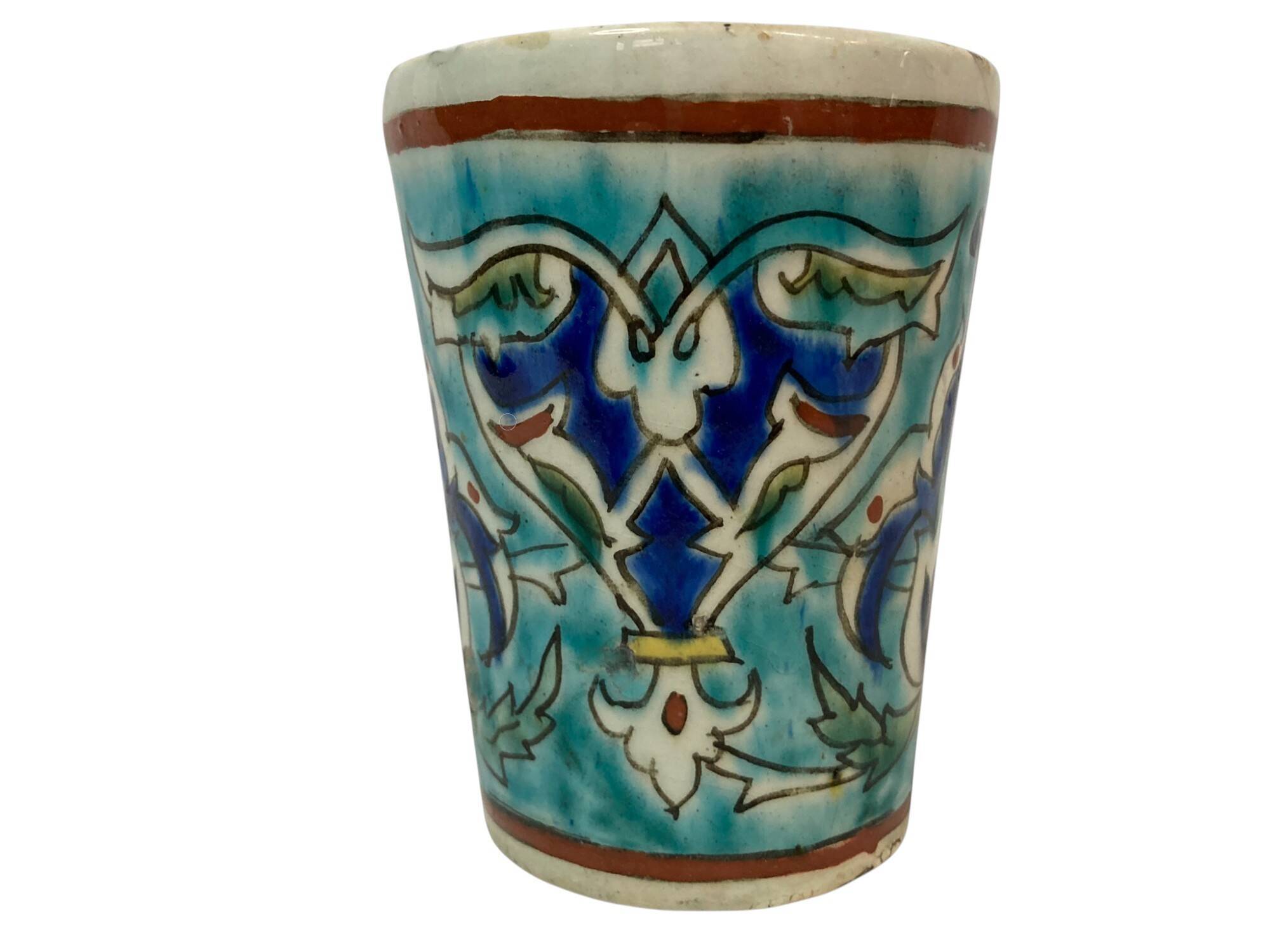 Iznik, glass goblet in polychrome faience Turkey 19th century