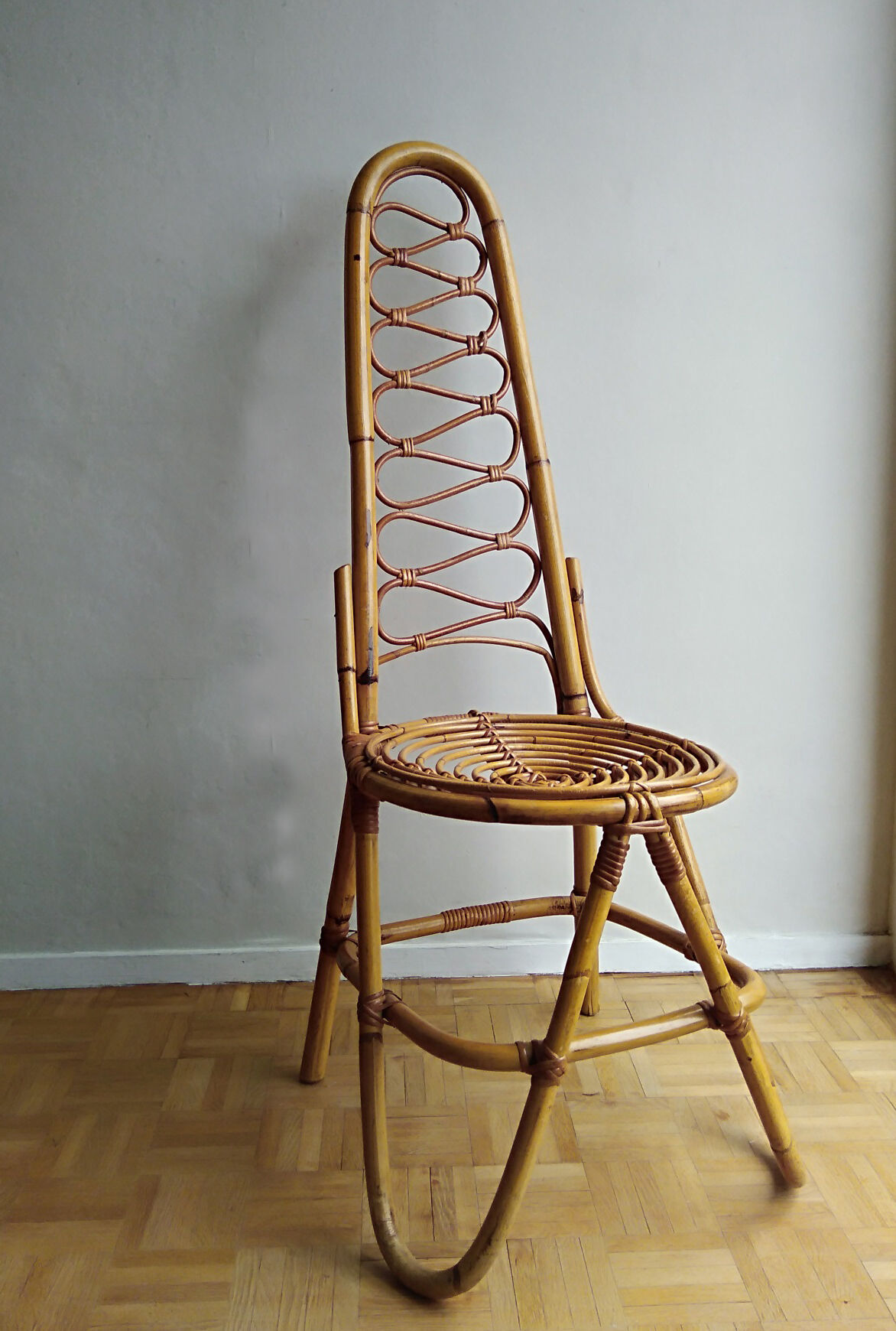 Chair rattan french work of the 1960