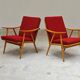 Pair of red Boomerang armchairs by Antonin Suman for Ton Bystrice Thonet
