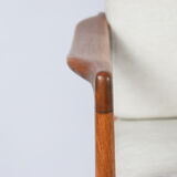 Scandinavian original armchair, fully restored, upholstered, designer Z. Baczyk, 60s, beige