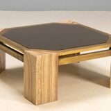 Stone and brass coffee table, 1970s, Italy.