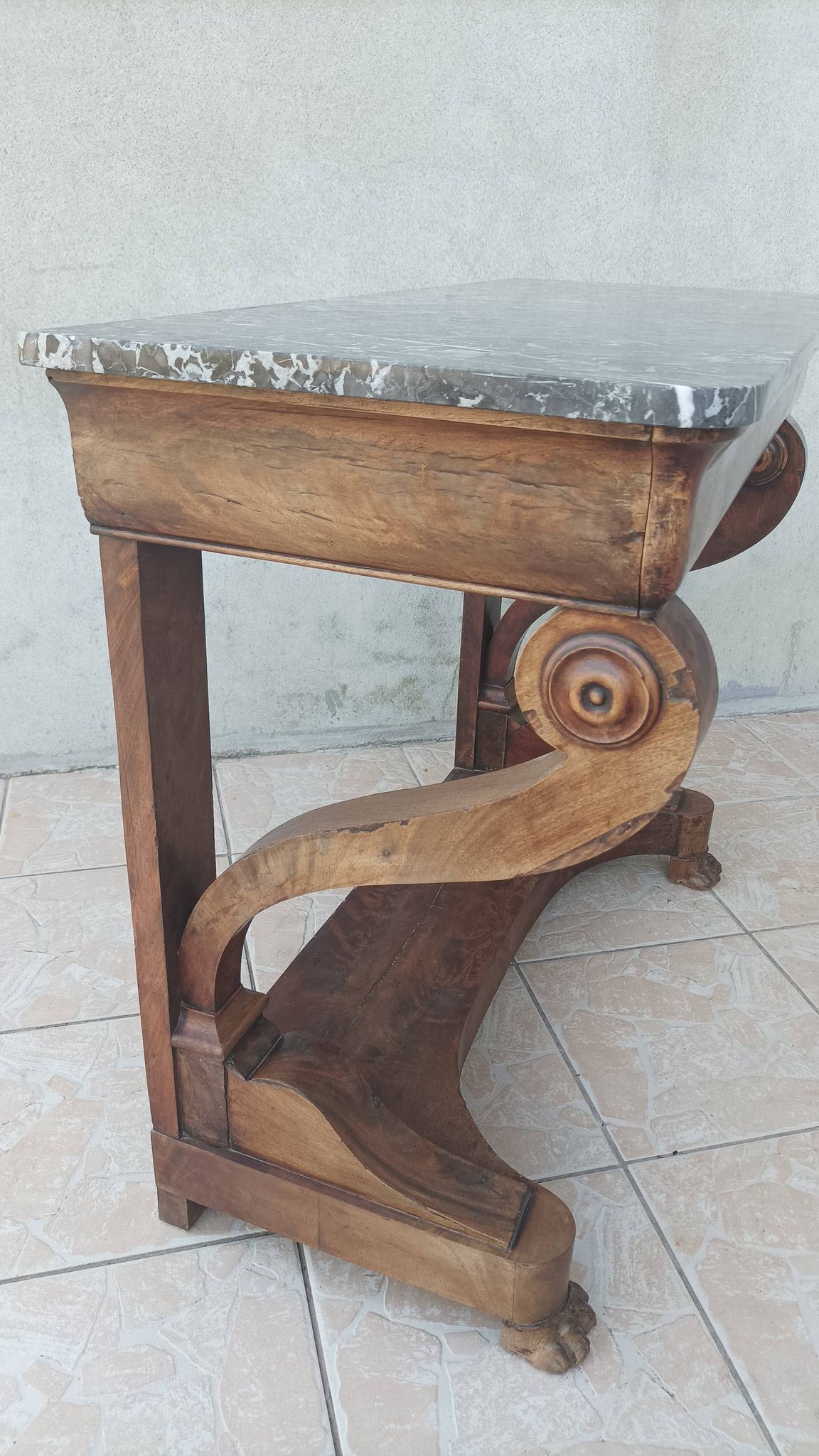 Restoration period mahogany console table