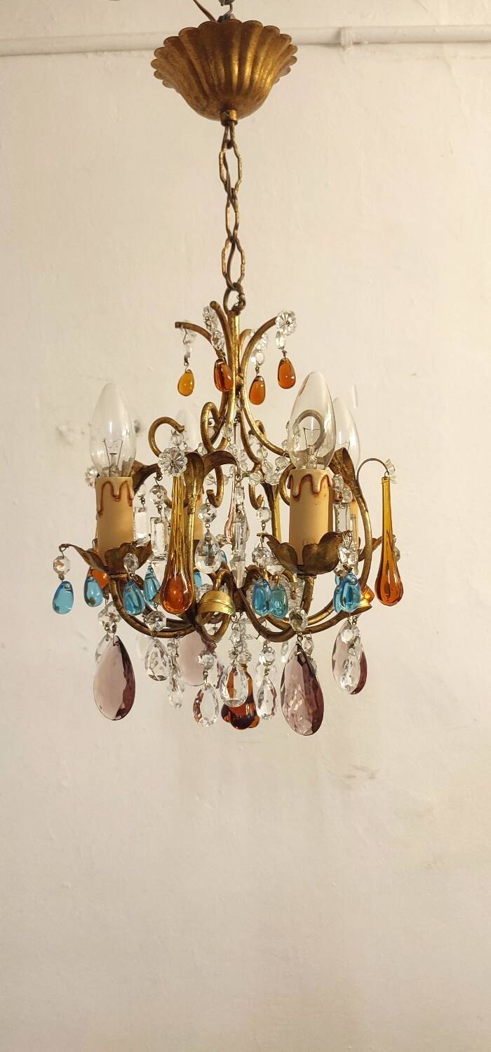 Crystal ceiling lamp. Spain, 1960s.