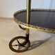 Vintage brass and dark wood serving trolley – 1960s