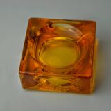 Orange ice cube ashtray by Antonio Imperatore, Murano glass, Italy, 1970